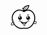 Cute Apple Image For Coloring  Page sketch template