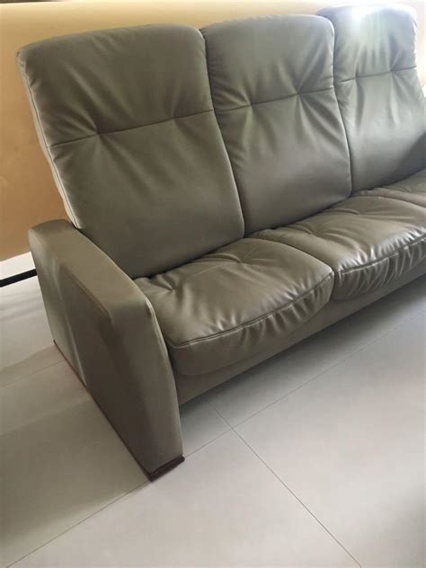 3 seater Italian leather recliner sofa, Furniture & Home Living, Furniture, Sofas on Carousell