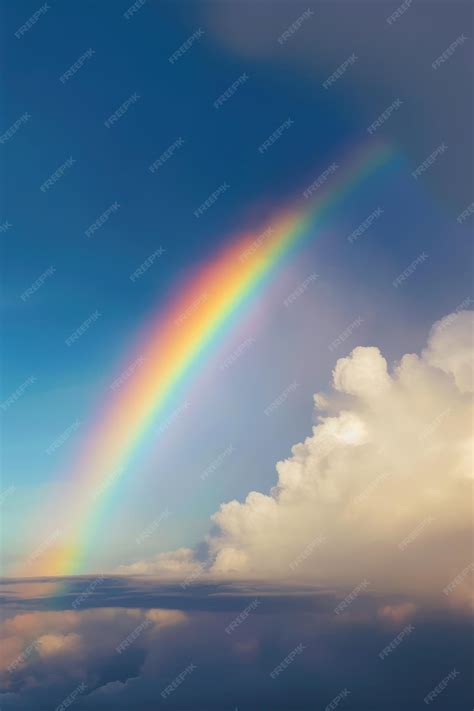 Premium Photo | A rainbow with clouds in the sky