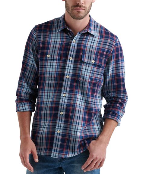 Lucky Brand Casual Shirts - Mens Shirt Red Dual Pocket Button Down ...