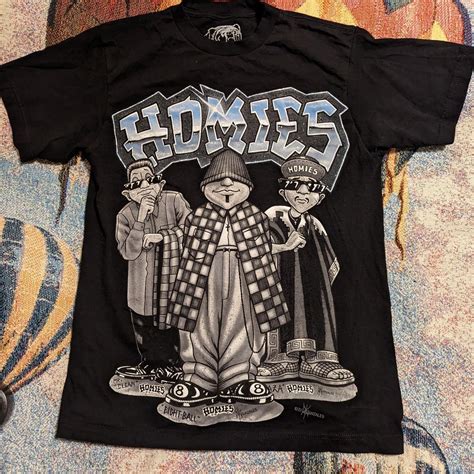 Homies Signature T Shirt Men's M Black 90s Reprint... - Depop