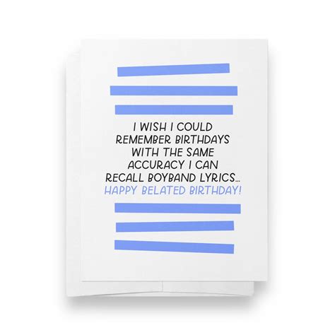 Boyband Lyrics Birthday Card