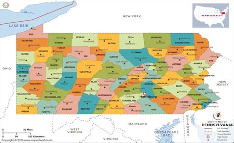 Amazon.com : Pennsylvania County Map - Laminated (36" W x 21.97" H) : Office Products