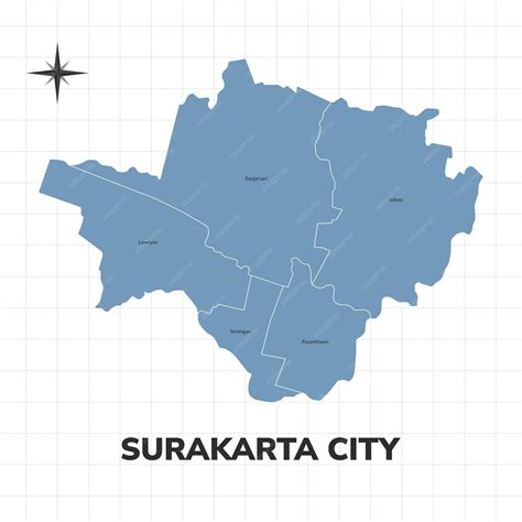 Premium Vector | Surakarta or Solo city map illustration Map of cities in Indonesia