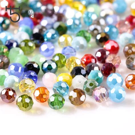 3 4 6 8 mm Czech AB Color Glass Beads Round with Hole Faceted Crystal Beads for Jewelry Making ...