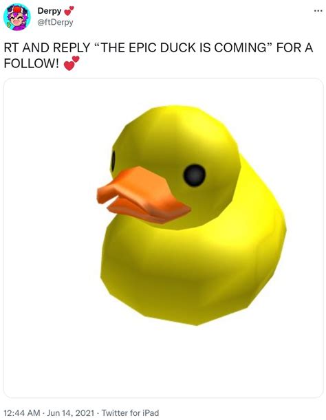 RT AND REPLY “THE EPIC DUCK IS COMING” FOR A FOLLOW! 💕 | Epic Duck ...