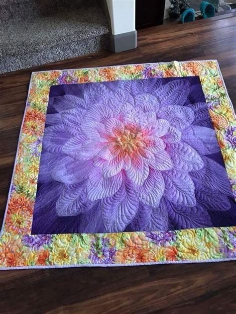 Purple Flower CLM1410072 Quilt Blanket | Flower quilt patterns, Panel quilt patterns, Flower quilts