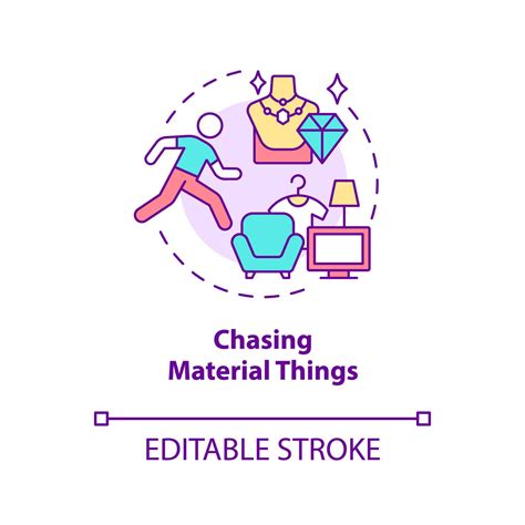 Chasing material things concept icon. Unhappiness abstract idea thin ...