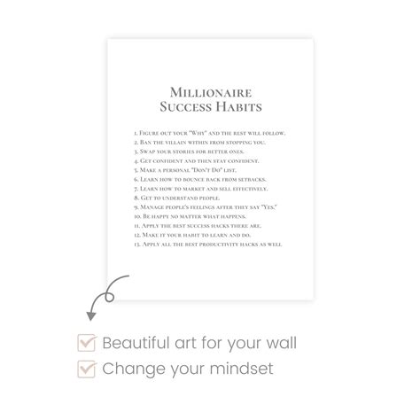 Millionaire Success Habits Mindset is Everything 7 Habits Posters - Etsy