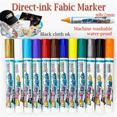 simbalion Machine Washable clothes markers WATER RESISTANT direct ink fabric marker fine piont ...