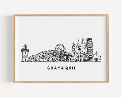 Guayaquil Skyline Poster City Wall Art póster minimalista | Etsy