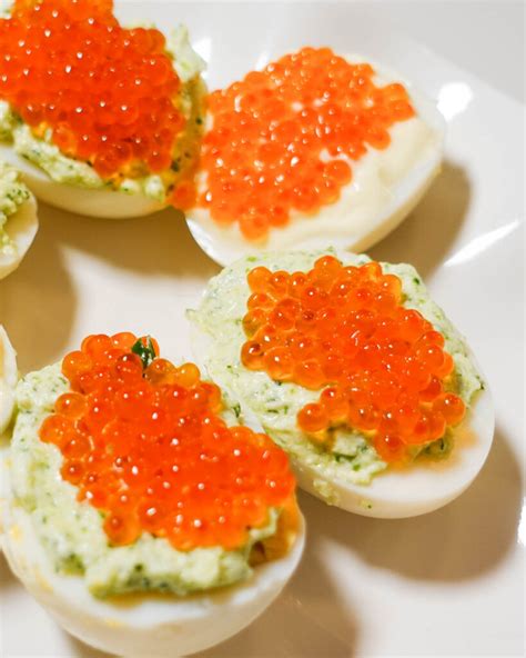 Salmon Caviar Deviled Eggs Recipe - Helena Recipes