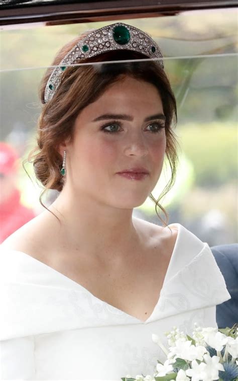 Princess Eugenie wears emerald and diamond tiara from the Queen's collection that dates back to 1919