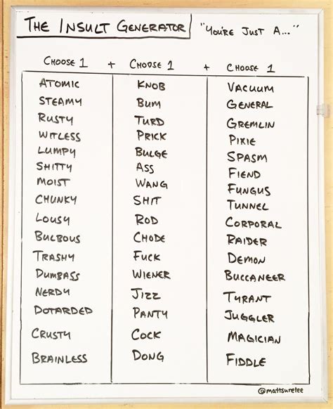 The Insult Generator | Insult generator, Silly words, Insulting