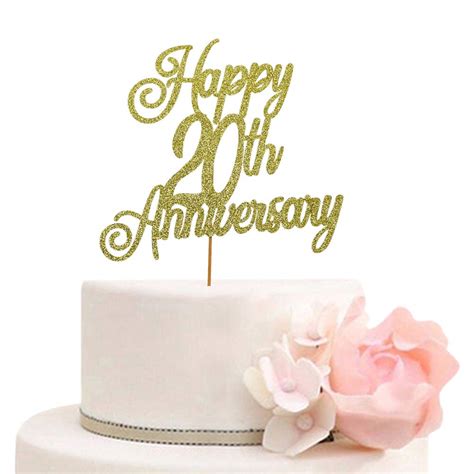 Buy Happy 20th Anniversary Cake Topper 20th Wedding Anniversary Decor ...