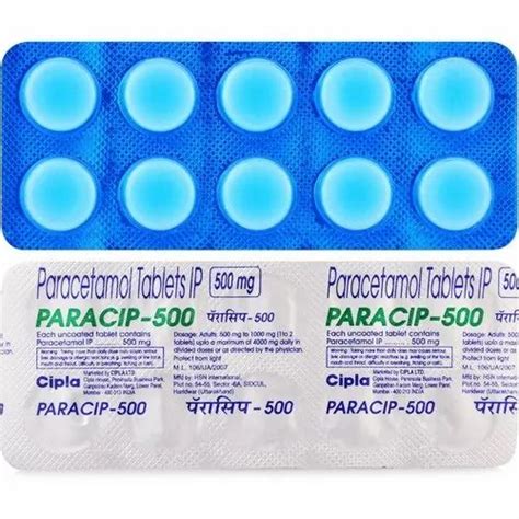 PARACIP Paracetamol Tablet 500 Mg, For Headache, 10 Tablets at Rs 20/box in Surat