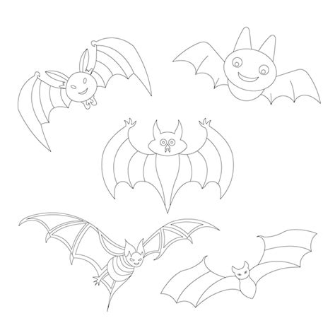 Premium Vector | Halloween bat line art illustration for coloring page