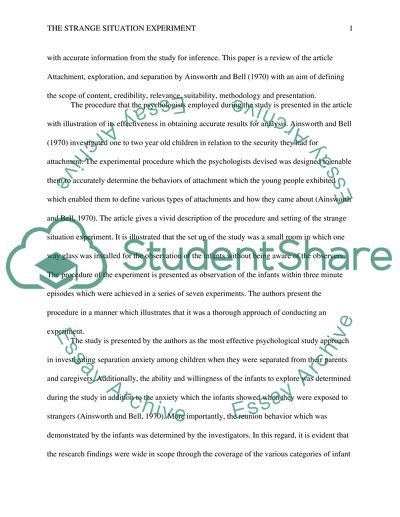 The Strange Situation Experiment Research Paper Example | Topics and Well Written Essays - 1000 ...