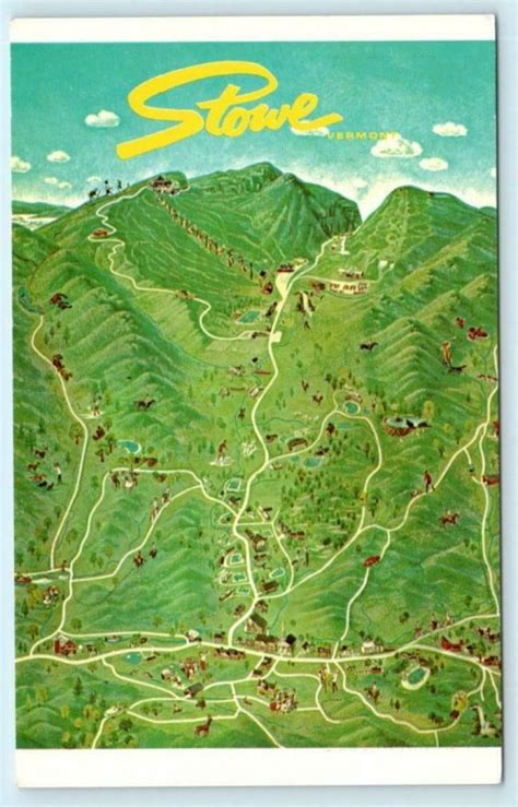 STOWE, Vermont VT Illustrated Map "SKI CAPITAL of the East" c1960s-70s ...