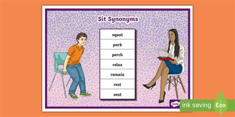 Sit Synonyms Word Mat (Teacher-Made) - Twinkl