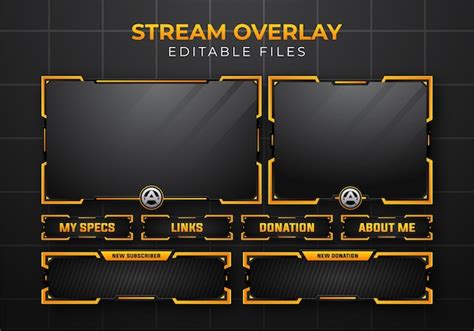 Premium Vector | Set of abstract yellow overlay live stream esports gaming