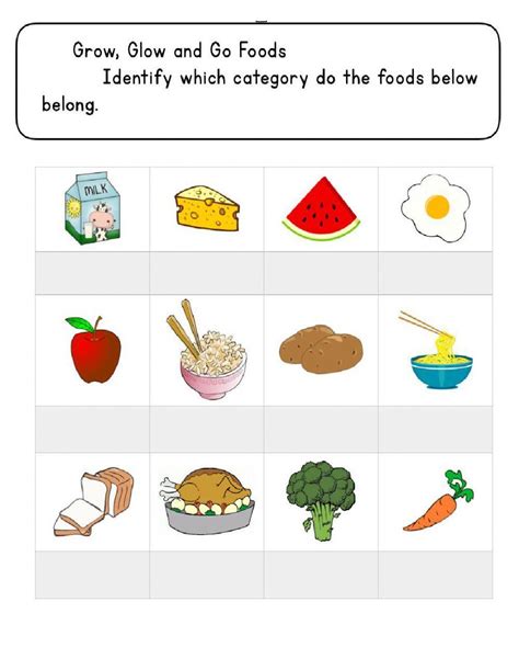 Go, Grow And Glow Foods Interactive Worksheet Live, 47% OFF