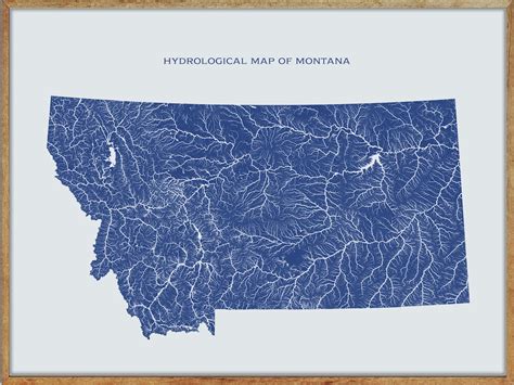 Montana Hydrological Map of Rivers and Lakes Montana Rivers | Etsy