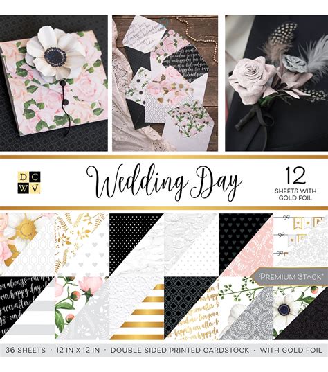 DCWV 36 Pack 12''x12'' Premium Stack Printed Cardstock-Wedding Day | JOANN