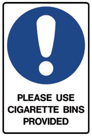 No Smoking Signs - Use Cigarette Bins Provided | Seton Australia