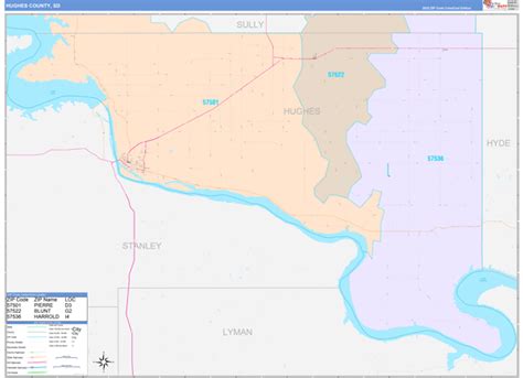 Hughes County, SD Wall Map Color Cast Style by MarketMAPS - MapSales