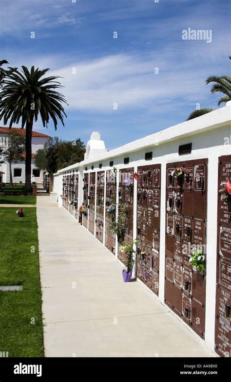 Cemetery wall, mission San Luis Rey de Francia, Oceanside, California ...