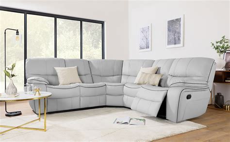 Beaumont Light Grey Leather Recliner Corner Sofa | Furniture Choice