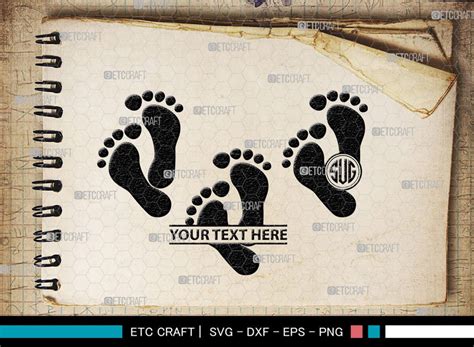 Baby Feet Monogram, Baby Feet Silhouette, Baby Feet SVG, Baby Foot ...