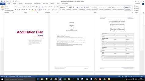 Acquisition Plan Template – MS Word & Excel