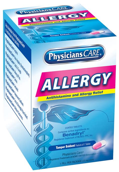 First Aid Only® PhysiciansCare® Allergy Antihistamine Medication, 50 Doses, 25mg | Emergency ...