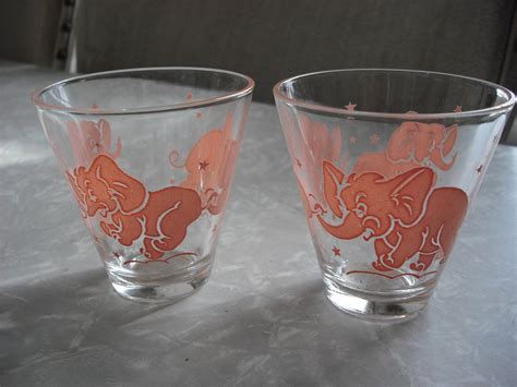 Vintage Pink Elephant Shot Glass Pair Hazel by accentonvintage