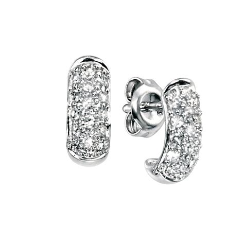 Dipples 9ct White Gold Diamond set Half Hoop Earrings - Earrings from Dipples UK