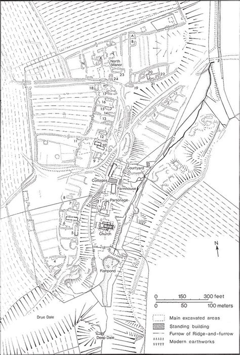 Plan of the medieval village of Wharram Percy, with the grid of ...