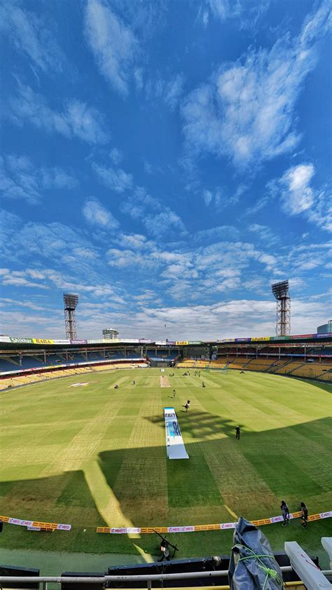 Match ready, Chinnaswamy Stadium, Bangalore. Best view in the house ...