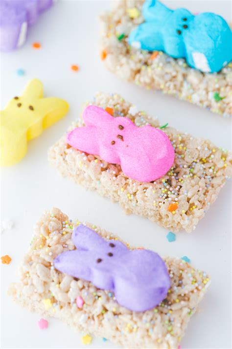 Easter Rice Krispie Treats with Bunny Peeps - Made To Be A Momma