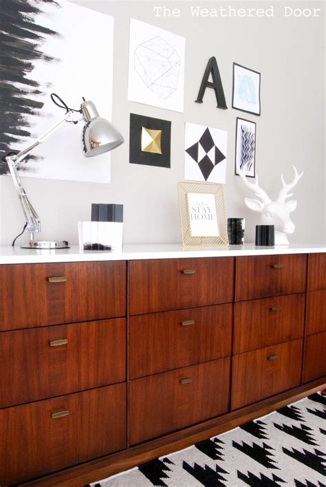 Before & After: Mid Century Modern Credenza with a Glossy White Top - The Weathered Door | Mid ...