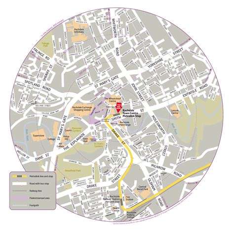 Rochdale Town Centre tram stop local map | Bee Network | Powered by TfGM