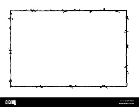 Wire barb frame border isolated vector square fence. Barbwire frame ...