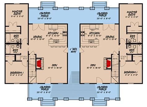 Plan 70627MK: Charming Modern Farmhouse Duplex House Plan in 2020 | Duplex house plans ...