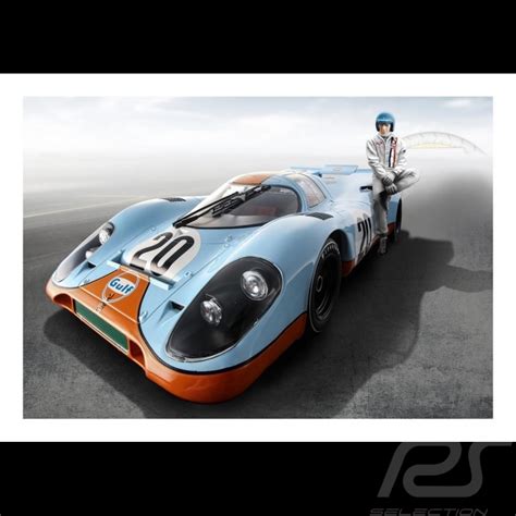 Poster Porsche 917 n° 20 Gulf avec Steve McQueen 83.8cm x 59cm ...