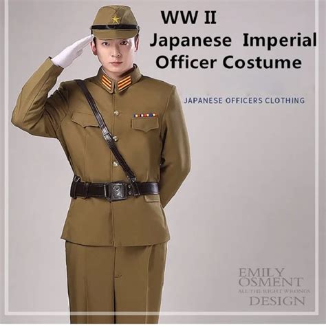 WW II Japanese Imperial officer Traditional vintage green uniform japanese military costume WW2 ...