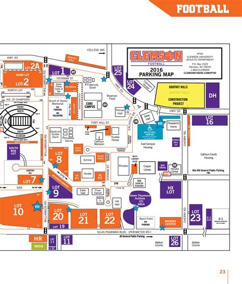 Clemson Football Parking Lot Map