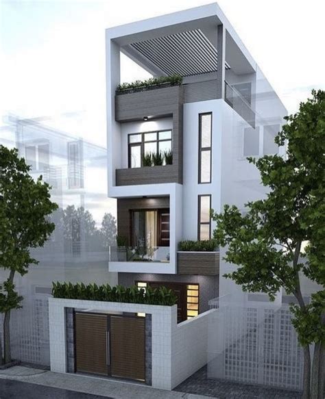 Narrow House Designs, Narrow House Plans, Modern House Plans, Modern House Exterior, Exterior ...