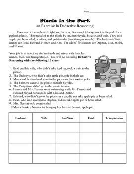 Deductive Reasoning Activity Worksheet by Beverly Brown | TpT