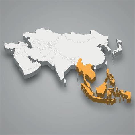 Southeast Asia location within Asia 3d map 41011071 Vector Art at Vecteezy